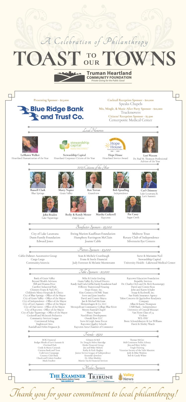 Sponsor Thank You Ad