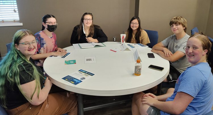 YAC members making cards