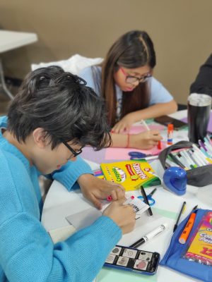 YAC members making cards