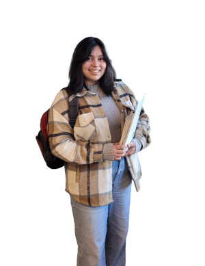 Young lady holding folders